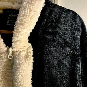 Cozy and soft. 52” long, zipper front!